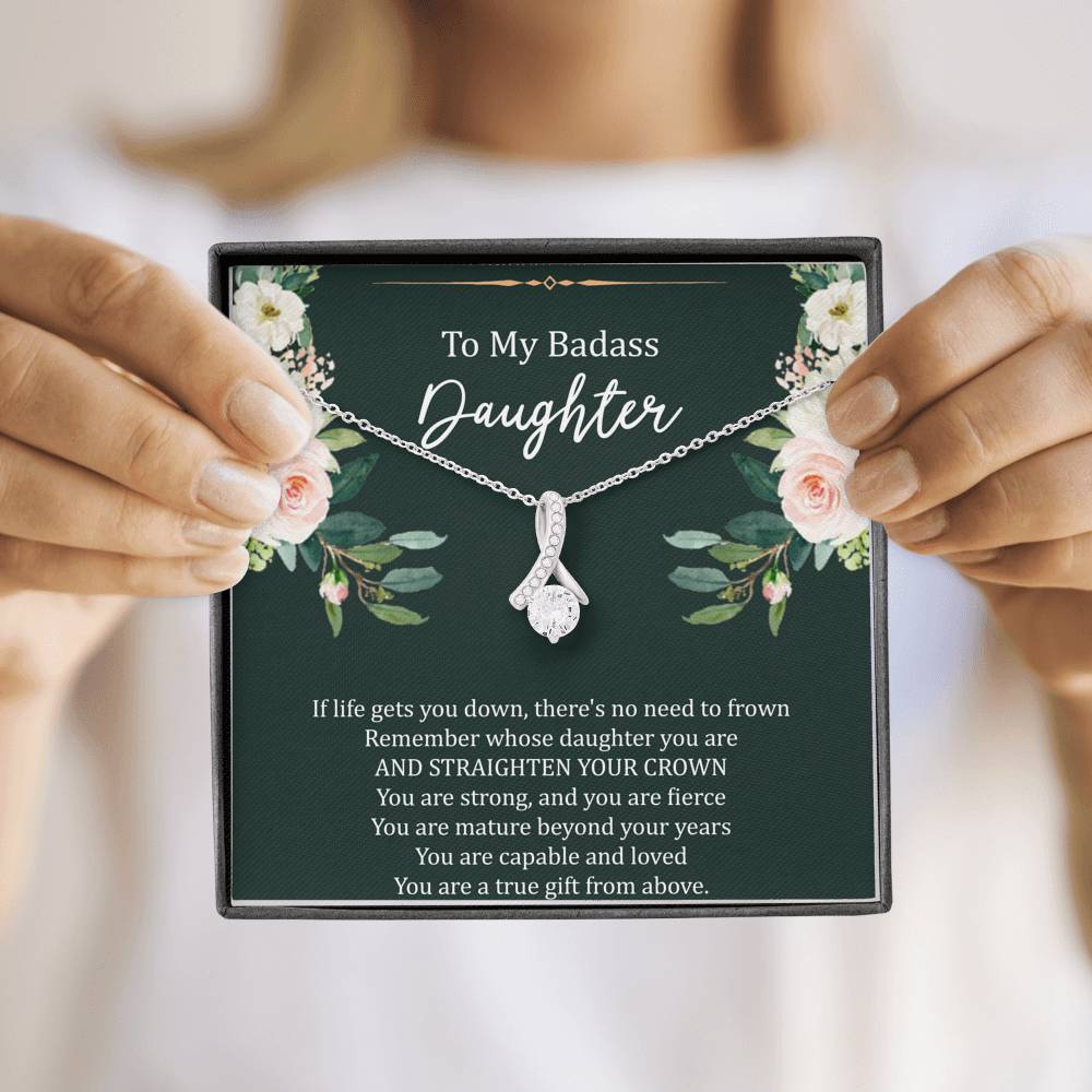 To My Badass Daughter Gifts, If Life Gets You Down, Alluring Beauty Necklace For Women, Birthday Present Idea From Mom