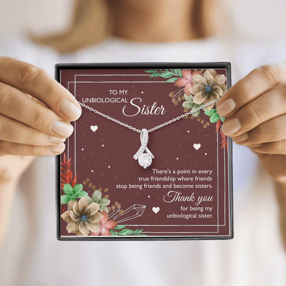 To My Unbiological Sister Gifts, Thank You, Alluring Beauty Necklace For Women, Birthday Present Idea From Sister-in-law