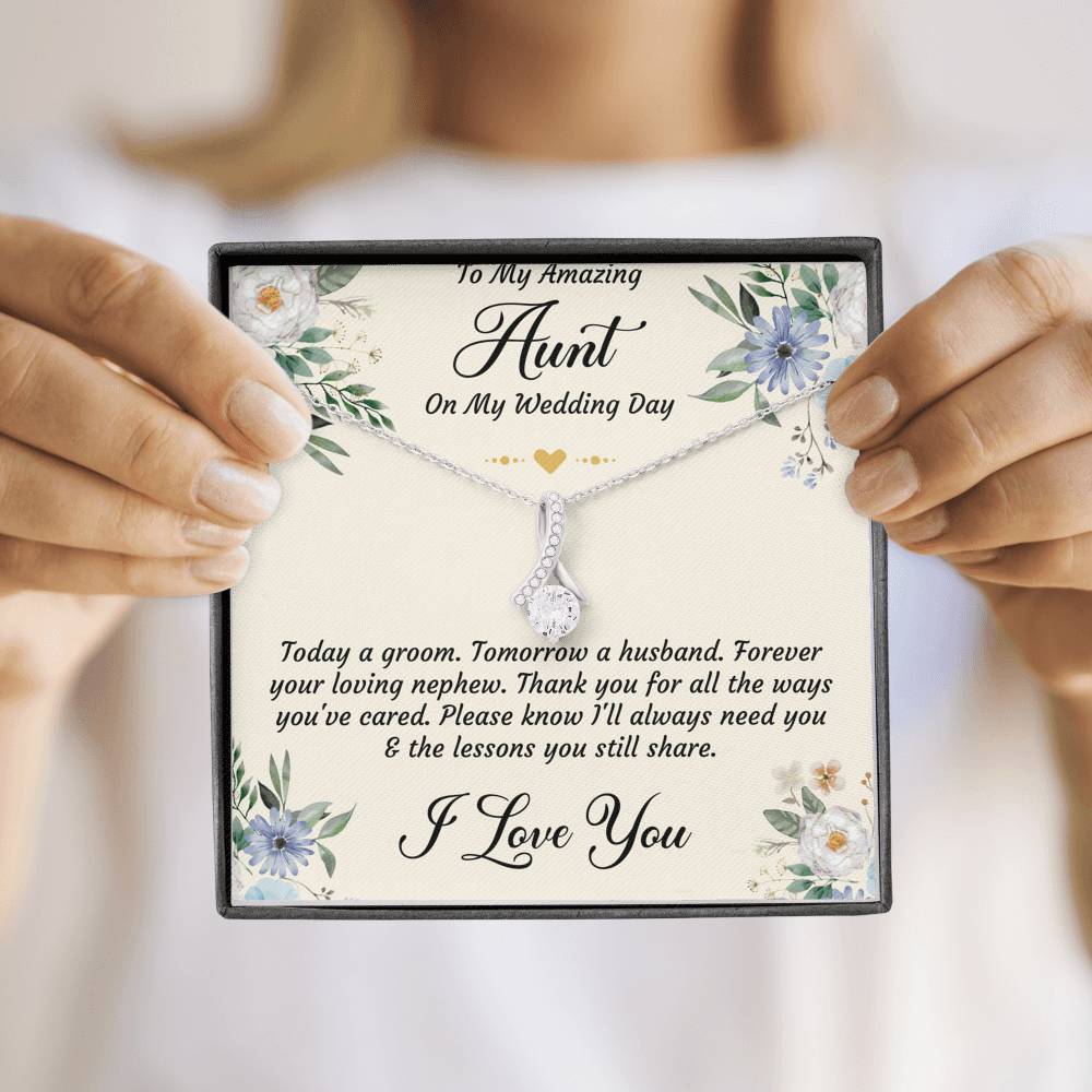 Aunt of the Groom Gifts, Forever Your Nephew, Alluring Beauty Necklace For Women, Wedding Day Thank You Ideas From Groom