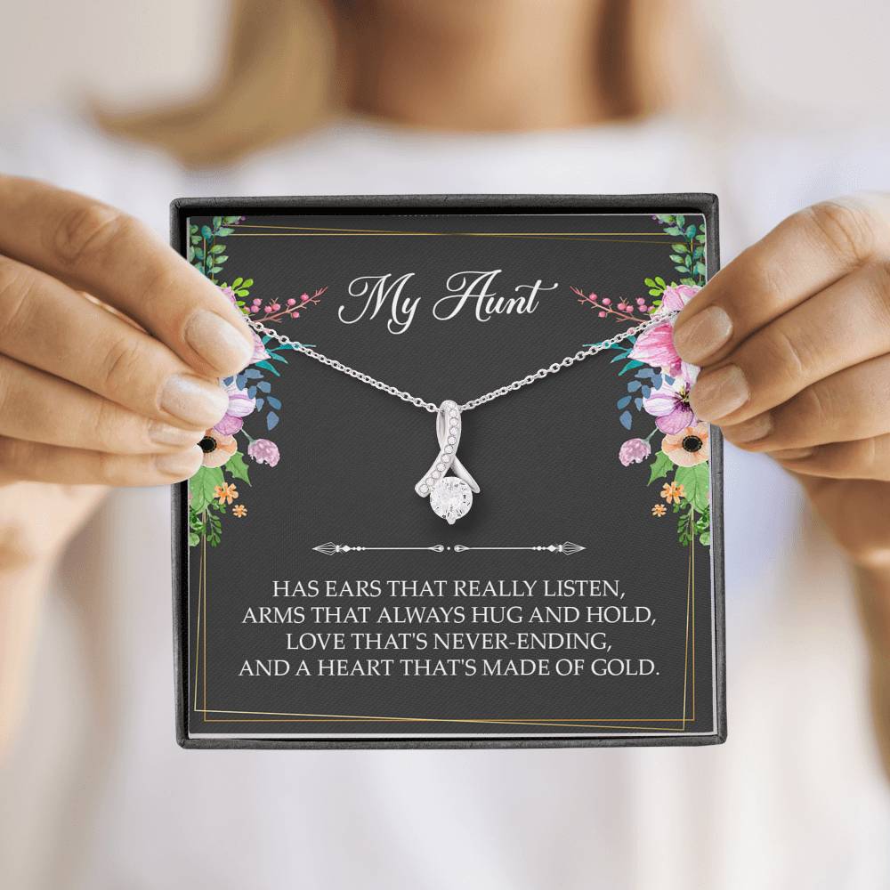 To My Aunt Gifts, Has Ears That Really Listen, Alluring Beauty Necklace For Women, Aunt Birthday Present From Niece Nephew