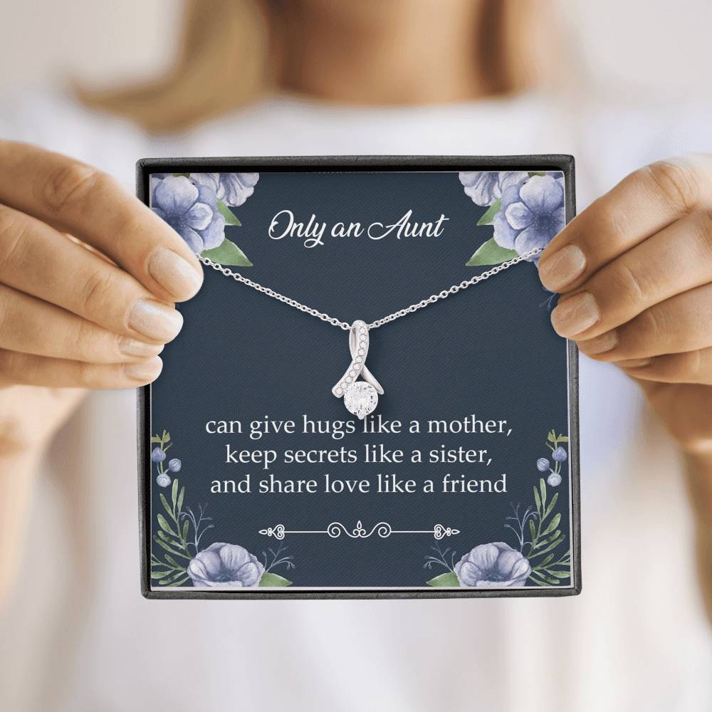 To My Aunt Gifts, Only An Aunt Can Give Hugs Like A Mother, Alluring Beauty Necklace For Women, Aunt Birthday Present From Niece Nephew