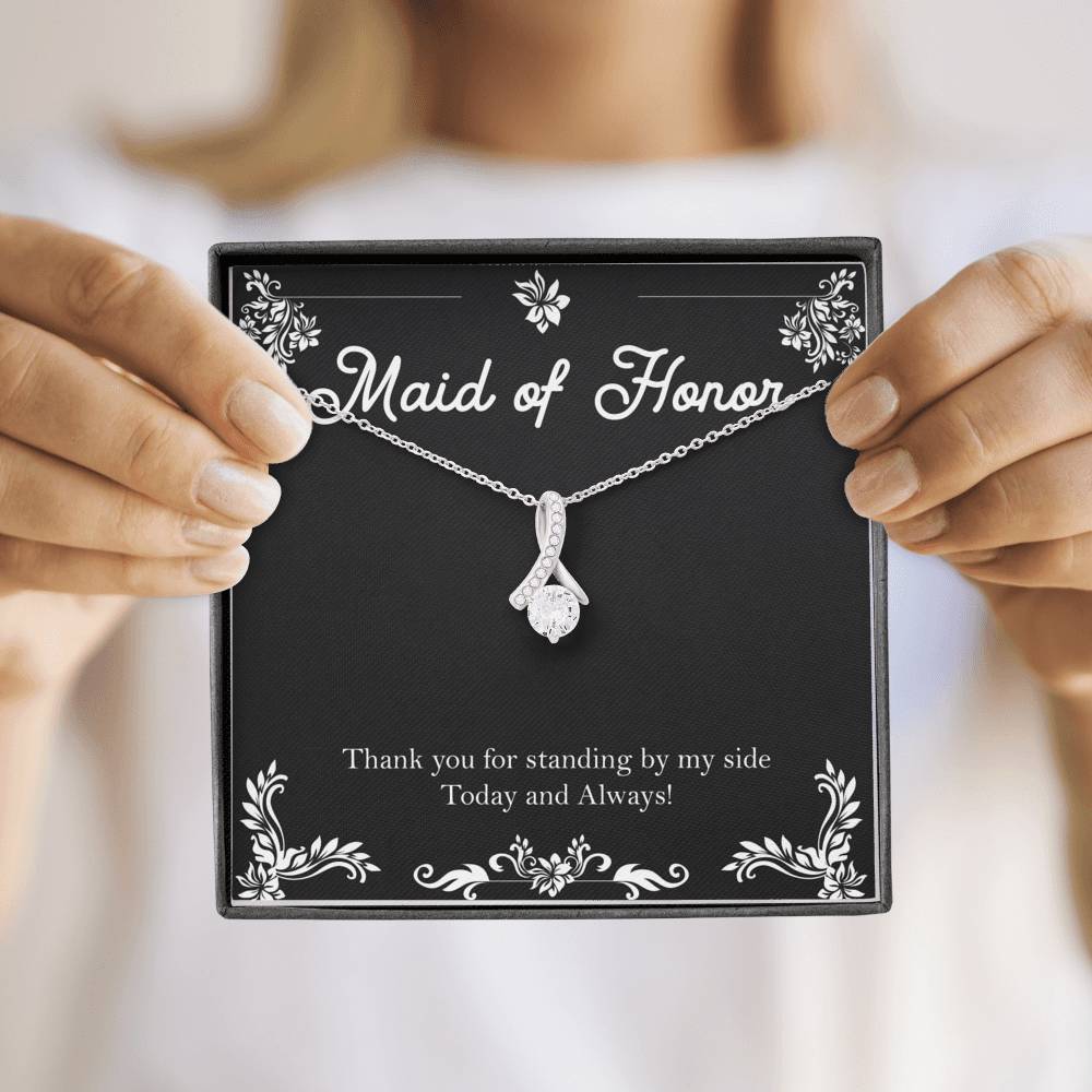 To My Maid Of Honor Gifts, Thank You For Standing By My Side, Alluring Beauty Necklace For Women, Wedding Day Thank You Ideas From Bride