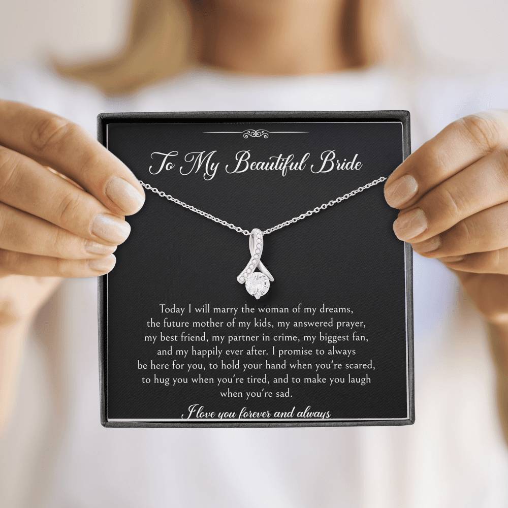 To My Bride Gifts, I Love You Forever And Always, Alluring Beauty Necklace For Women, Wedding Day Thank You Ideas From Groom