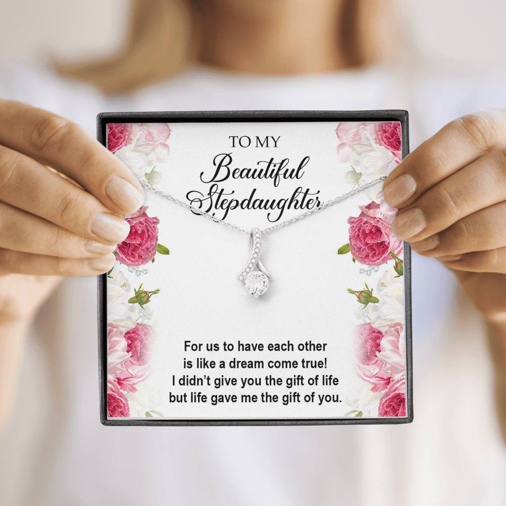 To My Stepdaughter Gifts, For Us To Have Each Other, Alluring Beauty Necklace For Women, Birthday Present Idea From Stepmom Stepdad