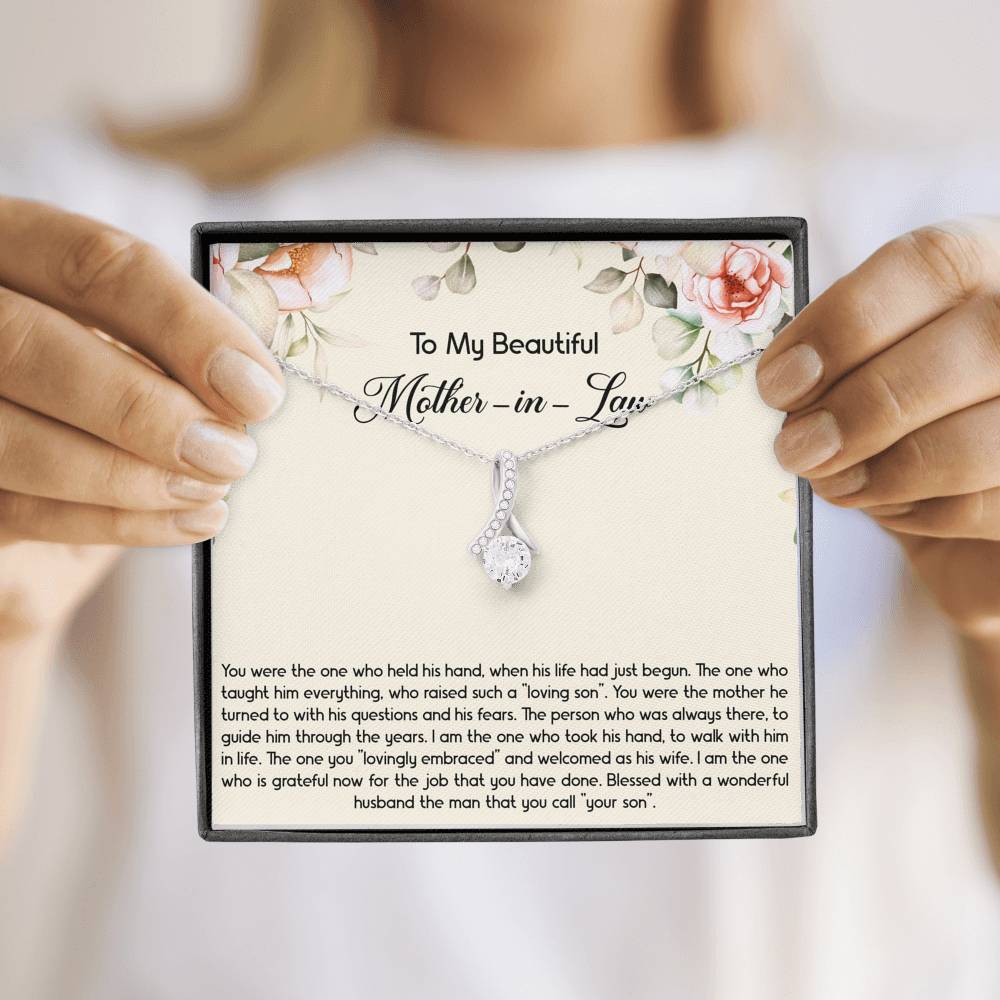 To My Mother-in-Law Gifts, The One Who Held His Hand, Alluring Beauty Necklace For Women, Birthday Mothers Day Present From Daughter-in-law