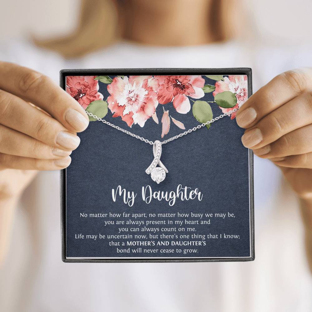 To My Daughter Gifts, No Matter How Far Apart, Alluring Beauty Necklace For Women, Birthday Present Idea From Mom