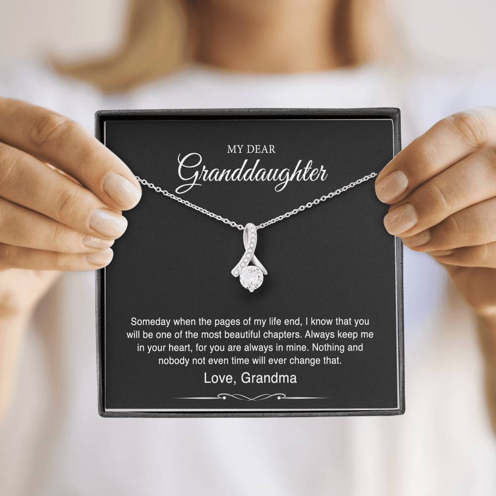 To My Granddaughter Gifts From Grandma, Someday When The Pages Of My Life End, Alluring Beauty Necklace For Women, Birthday Present Idea From Grandmother