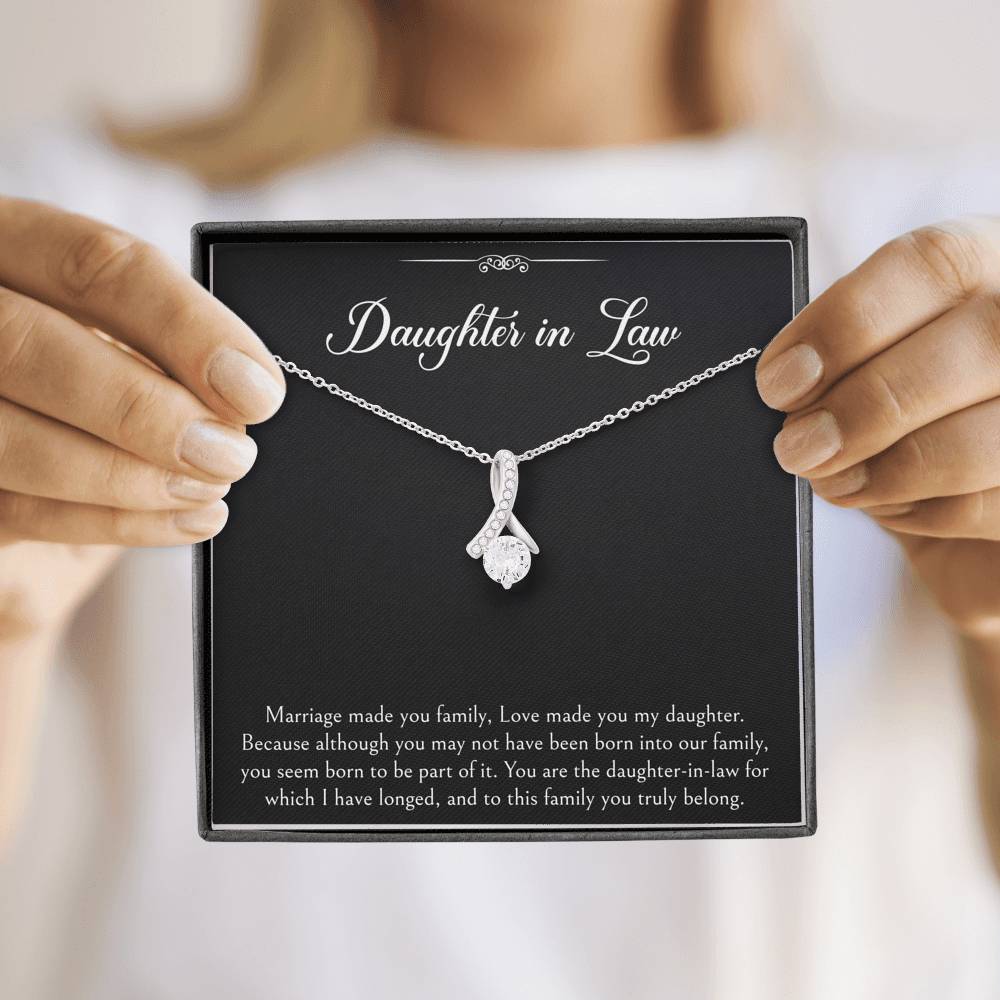 To My Daughter-in-law Gifts, Marriage Made You Family, Alluring Beauty Necklace For Women, Birthday Present Idea From Mother-in-law
