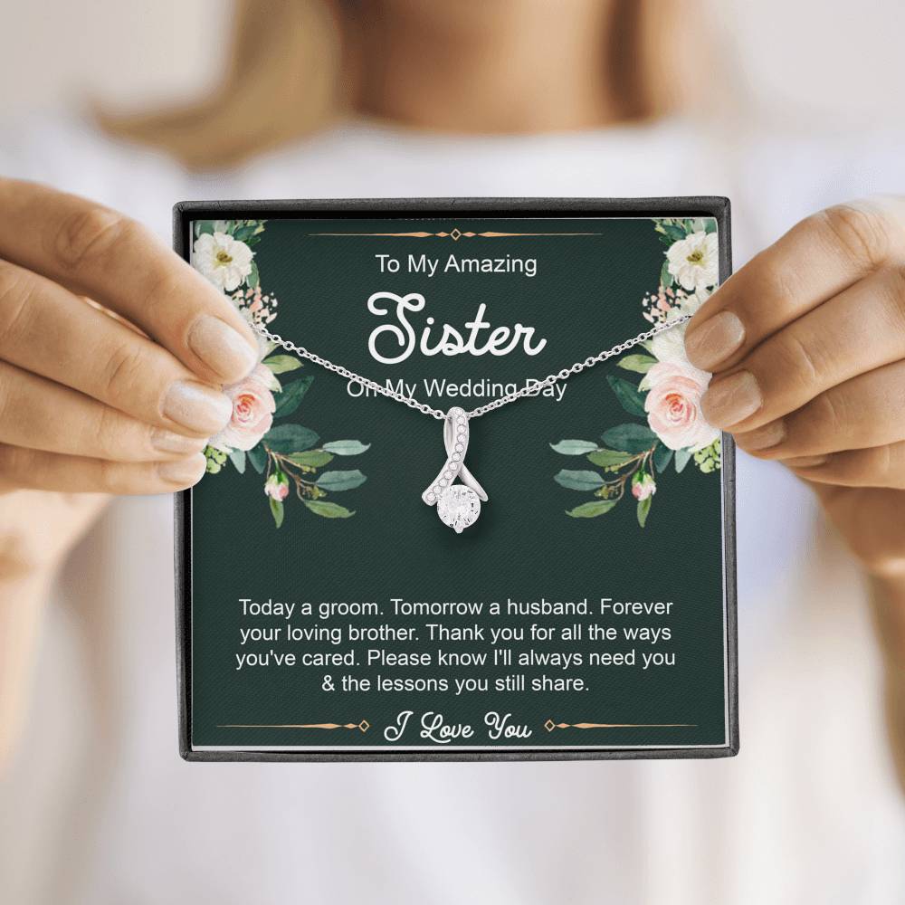 Sister Of The Groom Gifts, Forever Your Loving Brother, Alluring Beauty Necklace For Women, Wedding Day Thank You Ideas From Groom