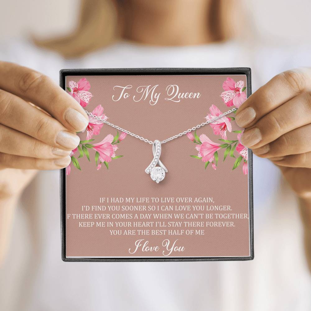 To My Wife, My Queen, Alluring Beauty Necklace For Women, Anniversary Birthday Gifts From Husband