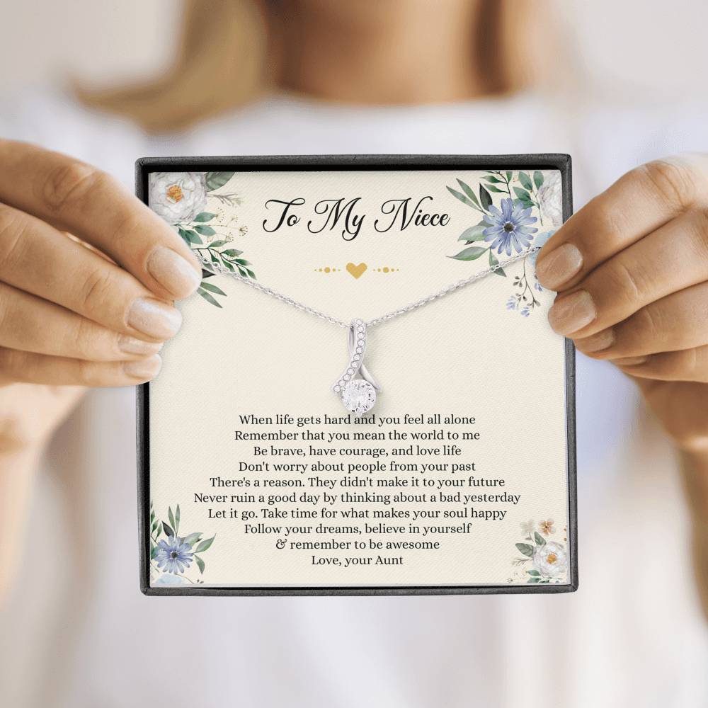 To My Niece Gifts, When Life Gets Hard And You Feel All Alone, Alluring Beauty Necklace For Women, Niece Birthday Present From Aunt