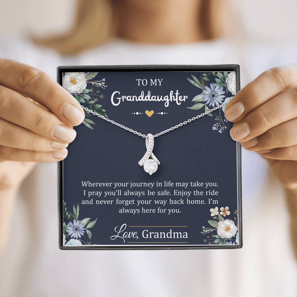 To My Granddaughter Gifts, I'm Always Here For You, Alluring Beauty Necklace For Women, Birthday Present Idea From Grandma