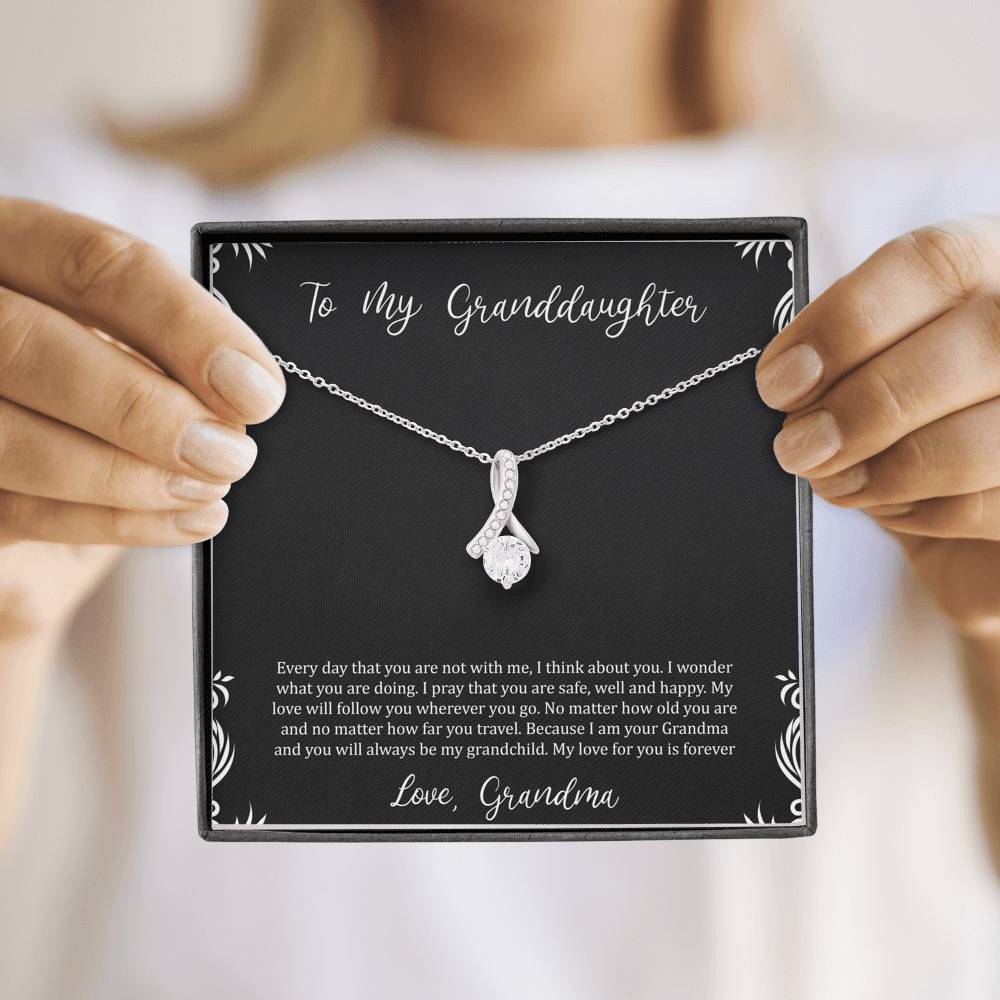 To My Granddaughter Gifts, I Think About You, Alluring Beauty Necklace For Women, Birthday Present Idea From Grandma