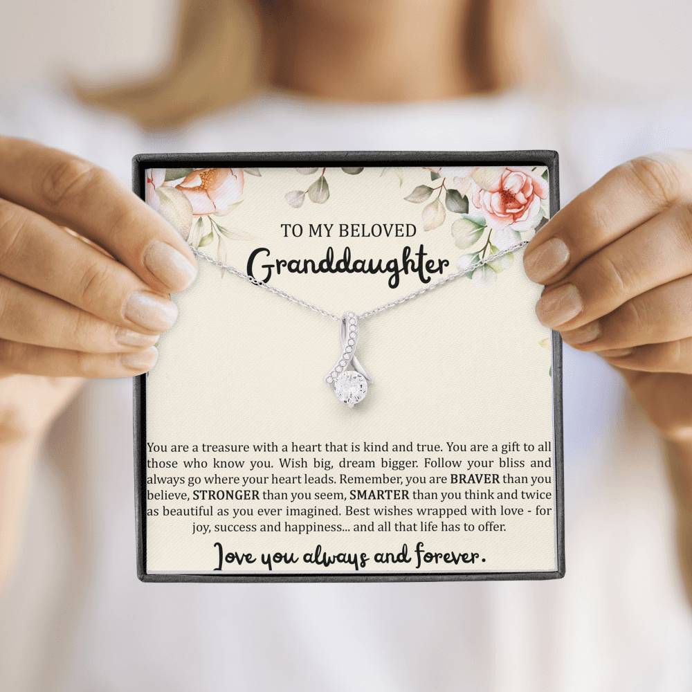 To My Granddaughter Gifts, You Are A Treasure With A Heart, Alluring Beauty Necklace For Women, Birthday Present Idea From Grandma