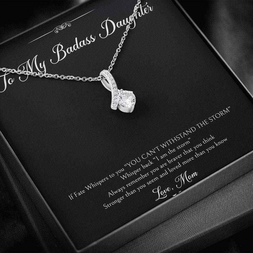 To My Badass Daughter Gifts, I Am The Storm, Alluring Beauty Necklace For Women, Birthday Present Idea From Mom