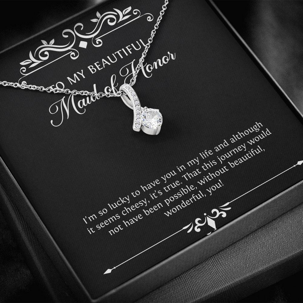 To My Maid of Honor Gifts, I'm Lucky To Have You, Alluring Beauty Necklace For Women, Wedding Day Thank You Ideas From Bride