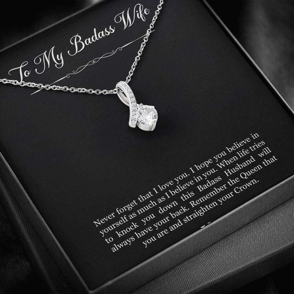 To My Badass Wife, Never Forget That I Love You, Alluring Beauty Necklace For Women, Anniversary Birthday Gifts From Husband