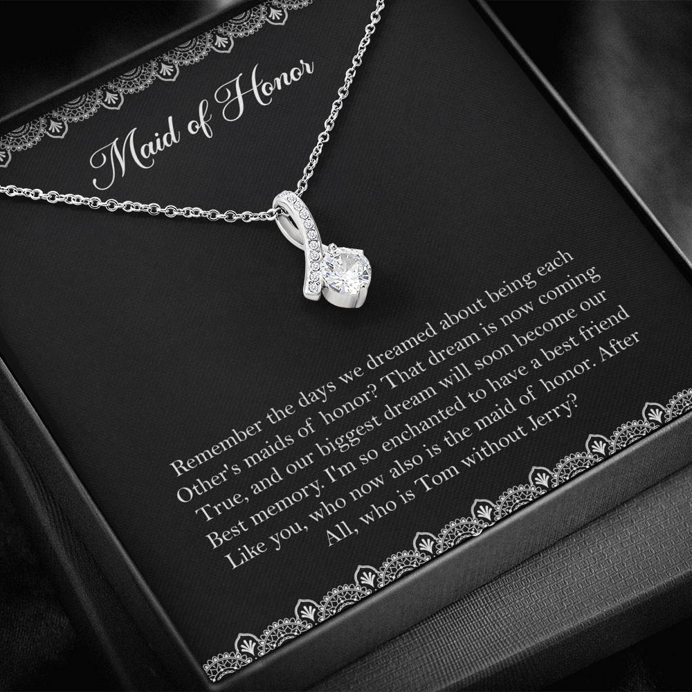 To My Maid Of Honor Gifts, Best Memory, Alluring Beauty Necklace For Women, Wedding Day Thank You Ideas From Bride