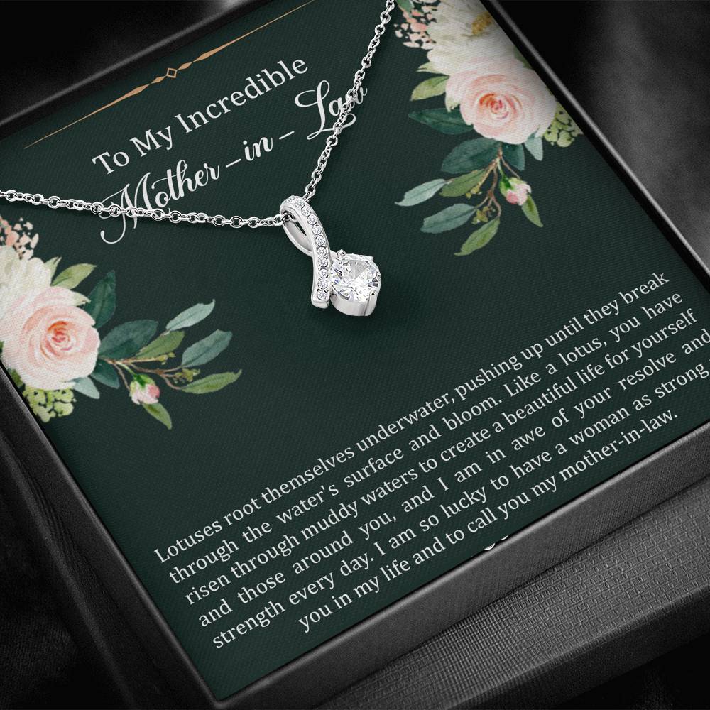 To My Mother-in-Law Gifts, Like A Lotus , Alluring Beauty Necklace For Women, Birthday Mothers Day Present From Daughter-in-law