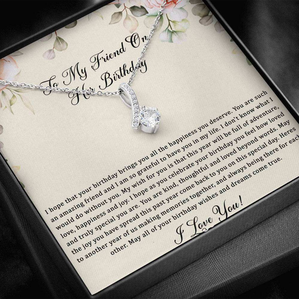 Birthday Gifts For Women, May Your Wishes Come True, Alluring Beauty Necklace, Happy Birthday Message Card Jewelry For Friend