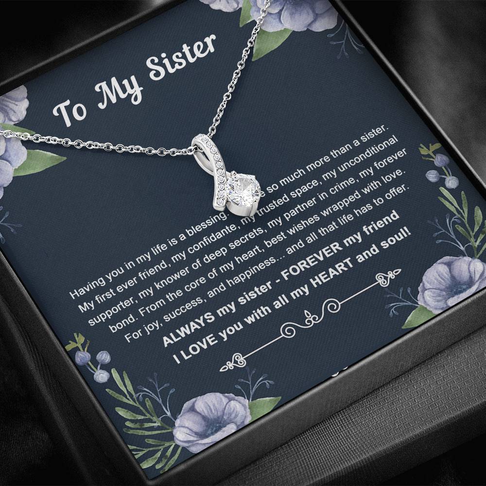 To My Sister Gifts, Having You In My Life Is A Blessing, Alluring Beauty Necklace For Women, Birthday Present Idea From Sister