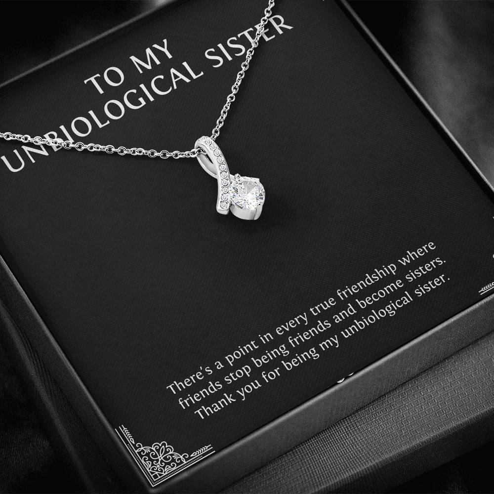 To My Unbiological Sister Gifts, Point in Every Friendship, Alluring Beauty Necklace For Women, Birthday Present Idea From Sister-in-law