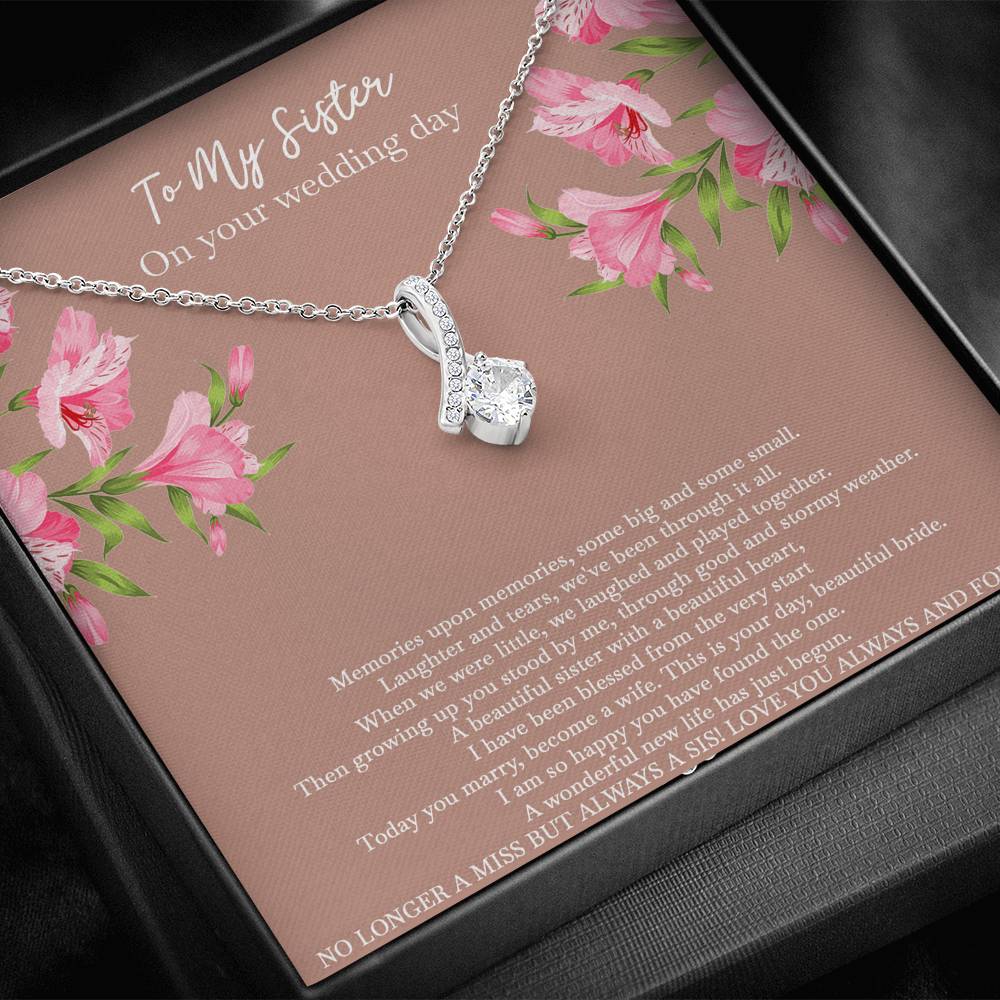 Bride Gifts, No Longer A Miss But Always A Sis, Alluring Beauty Necklace For Women, Wedding Day Thank You Ideas From Sister