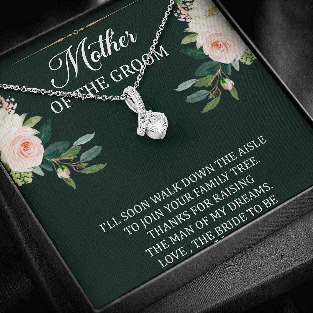 To My Mom of the Bride Gifts, I'll Soon Walk Down The Aisle, Alluring Beauty Necklace For Women, Wedding Day Thank You Ideas From Groom