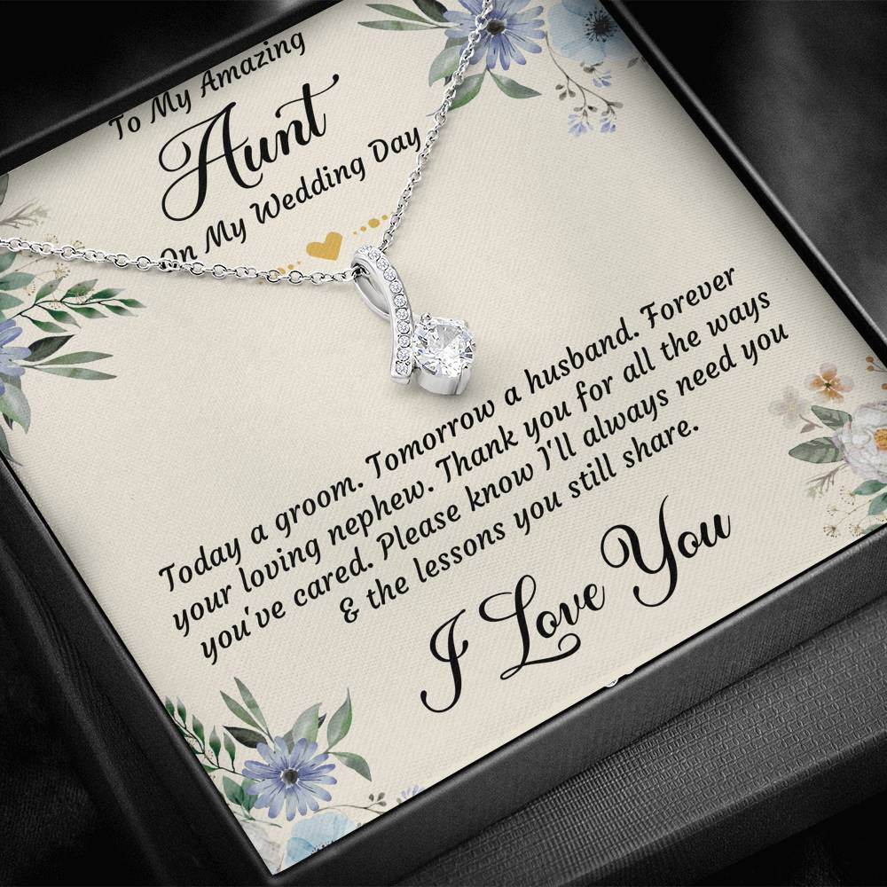 Aunt of the Groom Gifts, Forever Your Nephew, Alluring Beauty Necklace For Women, Wedding Day Thank You Ideas From Groom