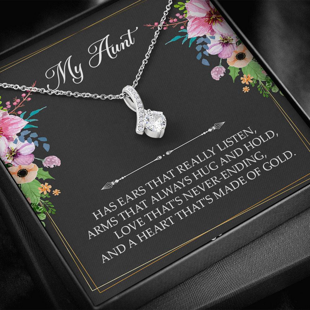 To My Aunt Gifts, Has Ears That Really Listen, Alluring Beauty Necklace For Women, Aunt Birthday Present From Niece Nephew