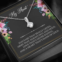 Load image into Gallery viewer, To My Aunt Gifts, Has Ears That Really Listen, Alluring Beauty Necklace For Women, Aunt Birthday Present From Niece Nephew
