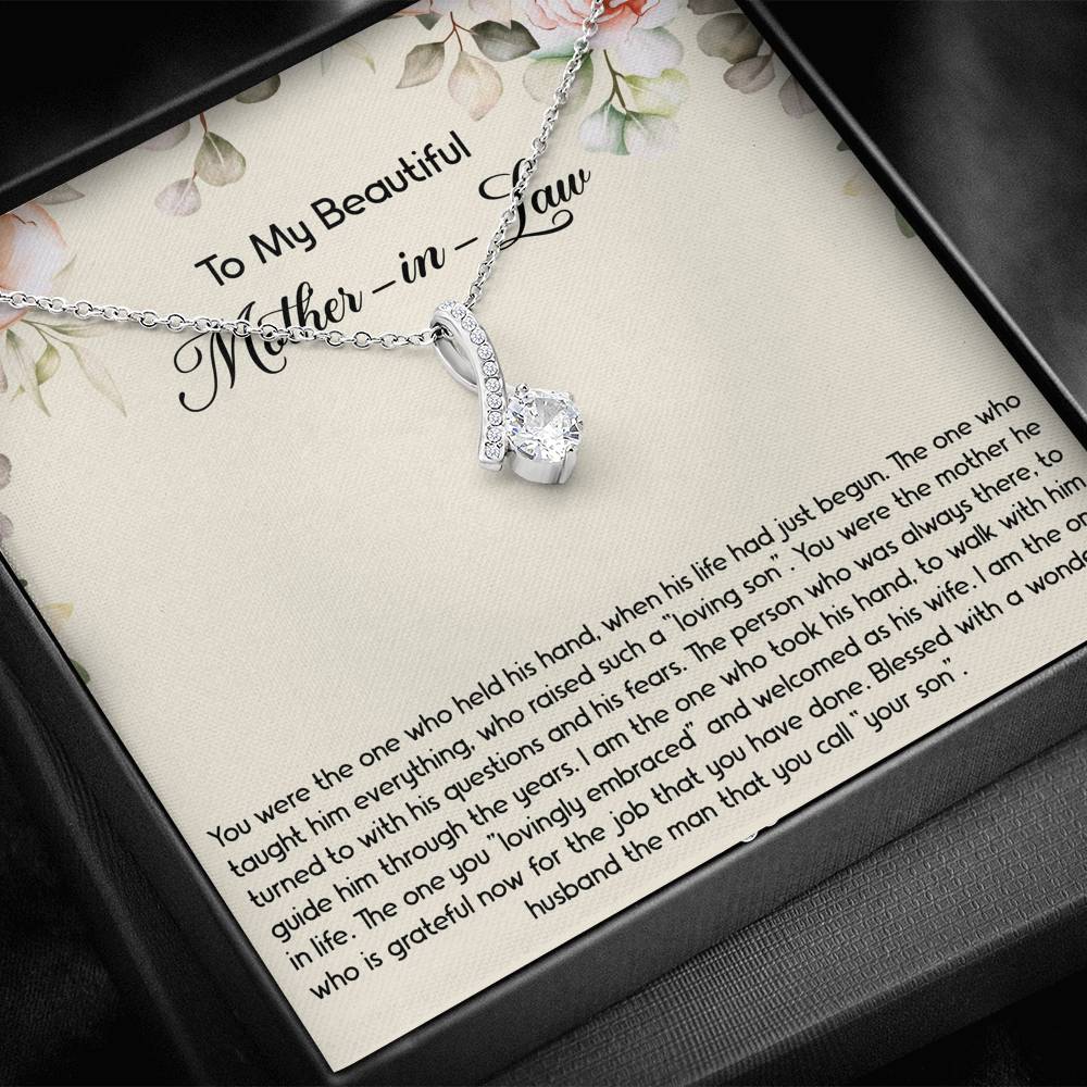 To My Mother-in-Law Gifts, The One Who Held His Hand, Alluring Beauty Necklace For Women, Birthday Mothers Day Present From Daughter-in-law