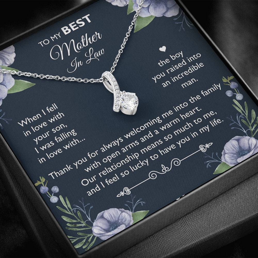 To My Mother-in-law Gifts, I Feel So Lucky, Alluring Beauty Necklace For Women, Birthday Mothers Day Present From Daughter-in-law Son-in-law
