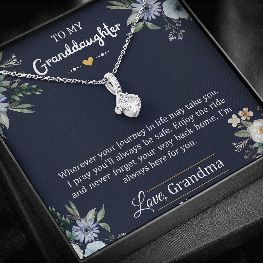 To My Granddaughter Gifts, I'm Always Here For You, Alluring Beauty Necklace For Women, Birthday Present Idea From Grandma