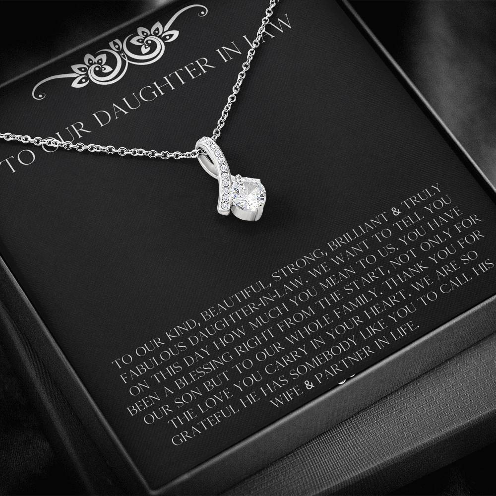 To My Daughter in Law Gifts, Thank You For The Love, Alluring Beauty Necklace For Women, Birthday Present Idea From Mother-in-law