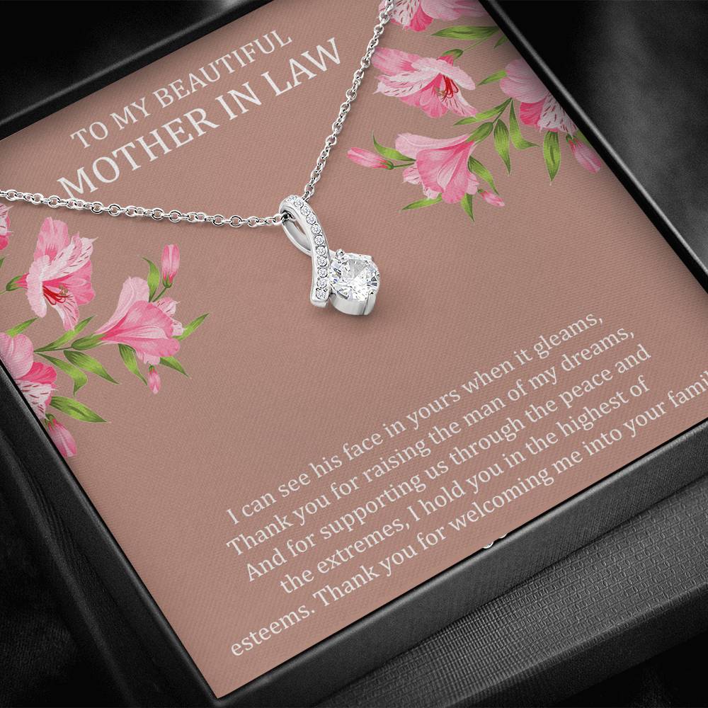 To My Mother-in-Law Gifts, I Can See His Face In Yours, Alluring Beauty Necklace For Women, Birthday Mothers Day Present From Daughter-in-law