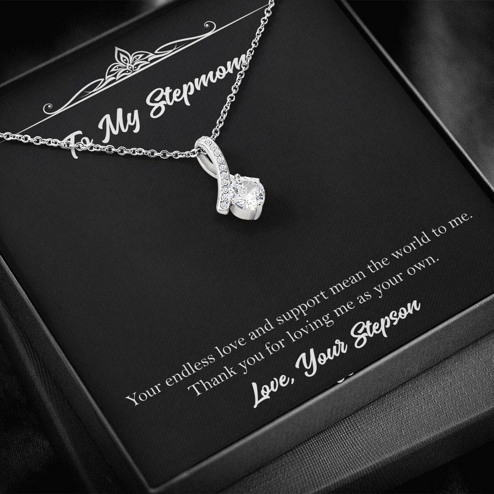 To My Stepmom Gifts, Your Endless Love And Support, Alluring Beauty Necklace For Women, Birthday Mothers Day Present From Stepson