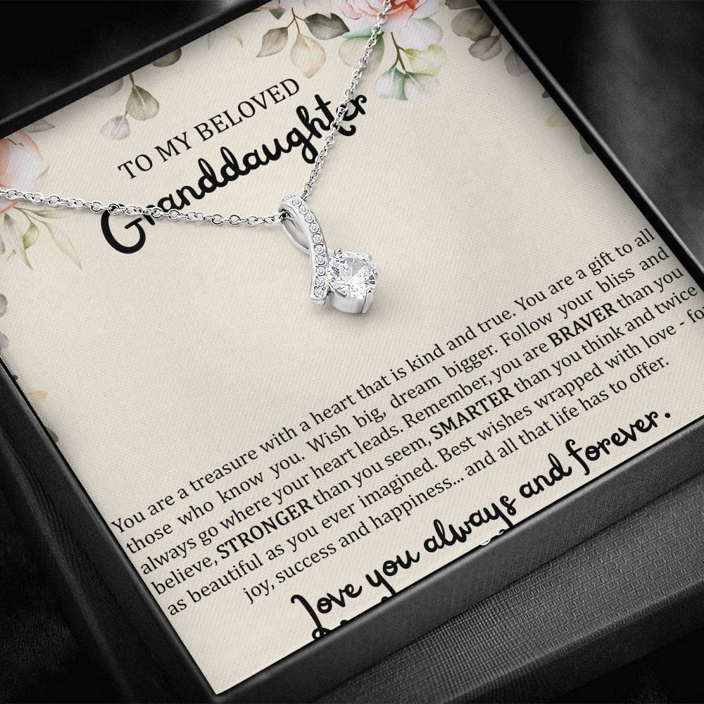 To My Granddaughter Gifts, You Are A Treasure With A Heart, Alluring Beauty Necklace For Women, Birthday Present Idea From Grandma