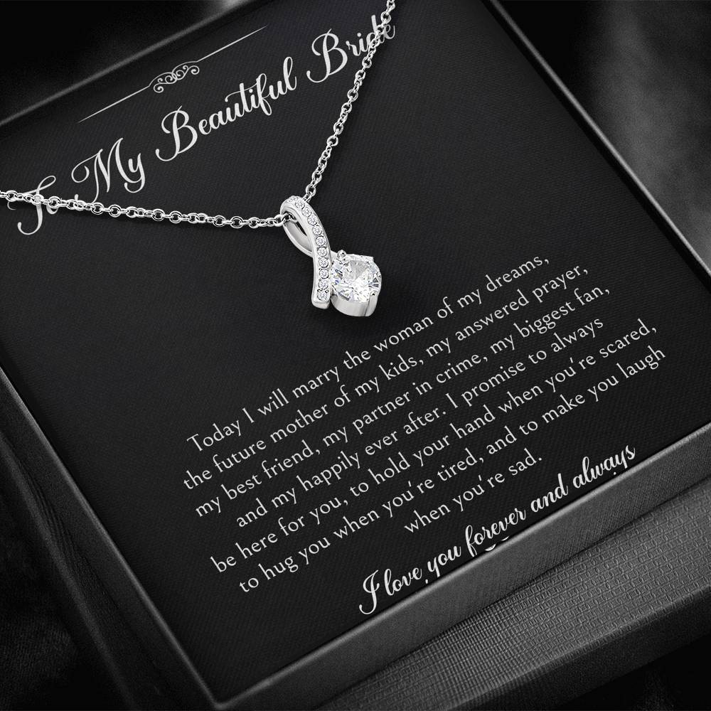To My Bride Gifts, I Love You Forever And Always, Alluring Beauty Necklace For Women, Wedding Day Thank You Ideas From Groom