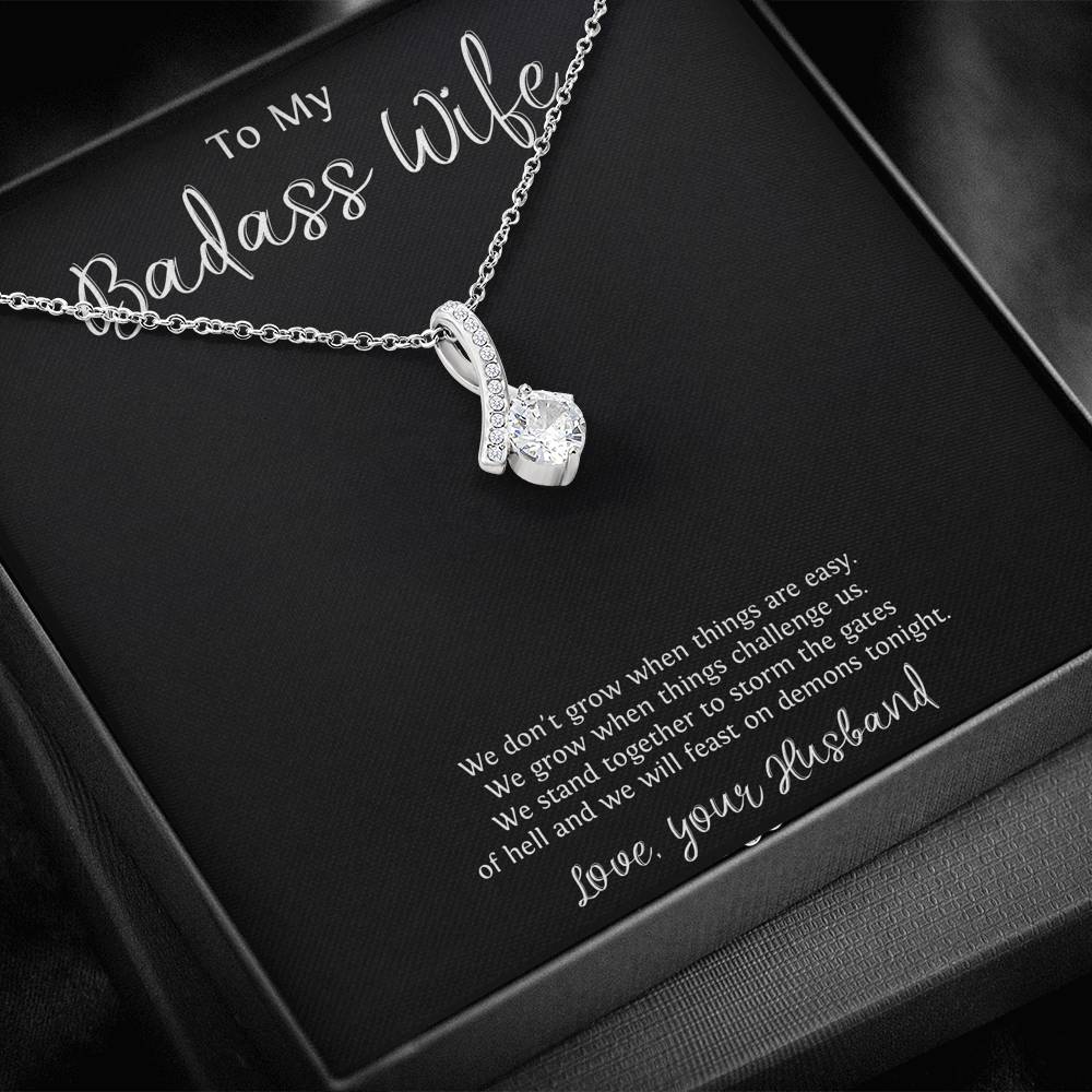 To My Badass Wife, We Stand Together, Alluring Beauty Necklace For Women, Anniversary Birthday Valentines Day Gifts From Husband