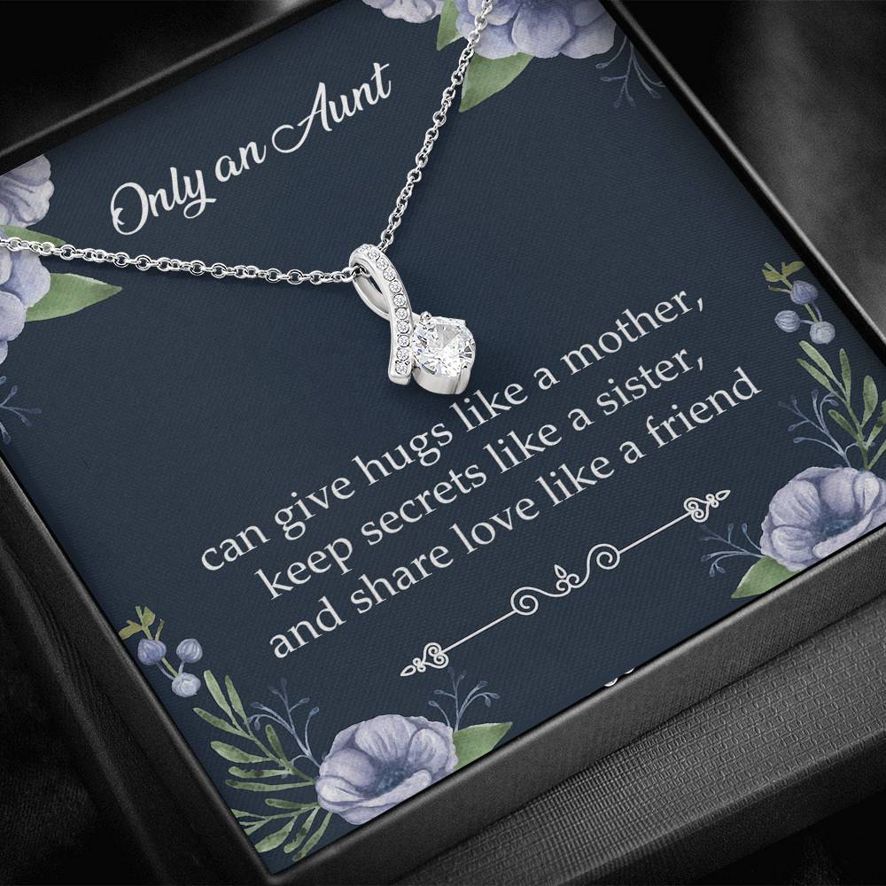To My Aunt Gifts, Only An Aunt Can Give Hugs Like A Mother, Alluring Beauty Necklace For Women, Aunt Birthday Present From Niece Nephew