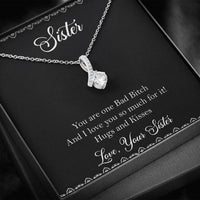Load image into Gallery viewer, To My Badass Sister Gifts, Hugs And Kisses, Alluring Beauty Necklace For Women, Birthday Present Idea From Sister
