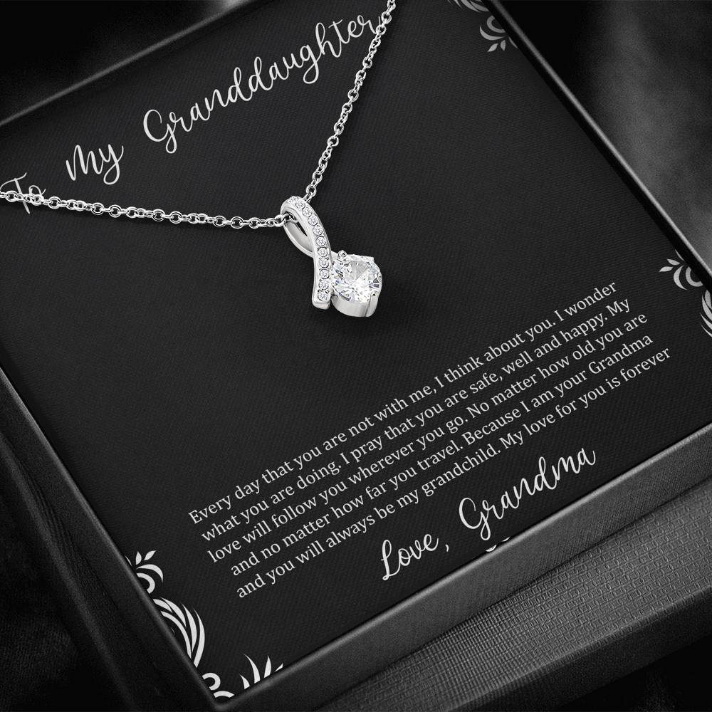 To My Granddaughter Gifts, I Think About You, Alluring Beauty Necklace For Women, Birthday Present Idea From Grandma