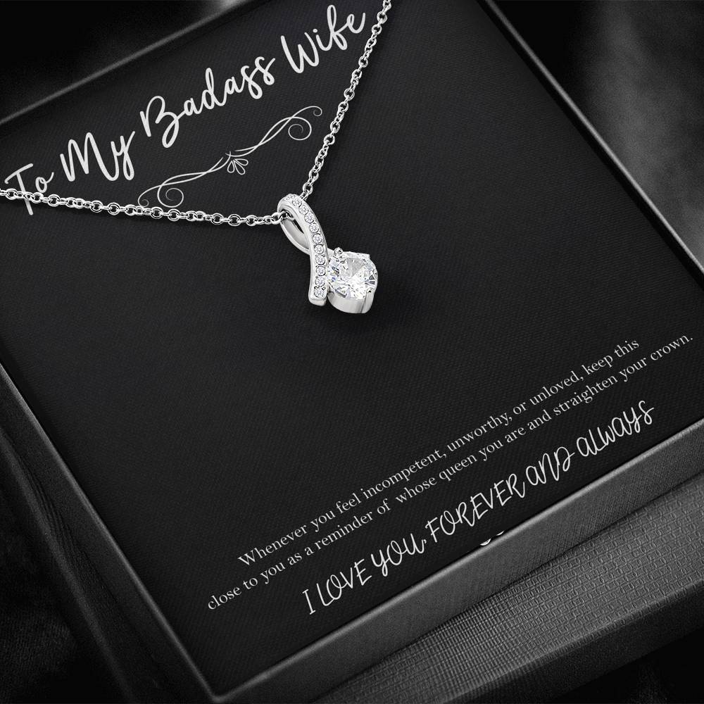 To My Badass Wife, Whenever You Feel Incompetent, Alluring Beauty Necklace For Women, Anniversary Birthday Valentines Day Gifts From Husband