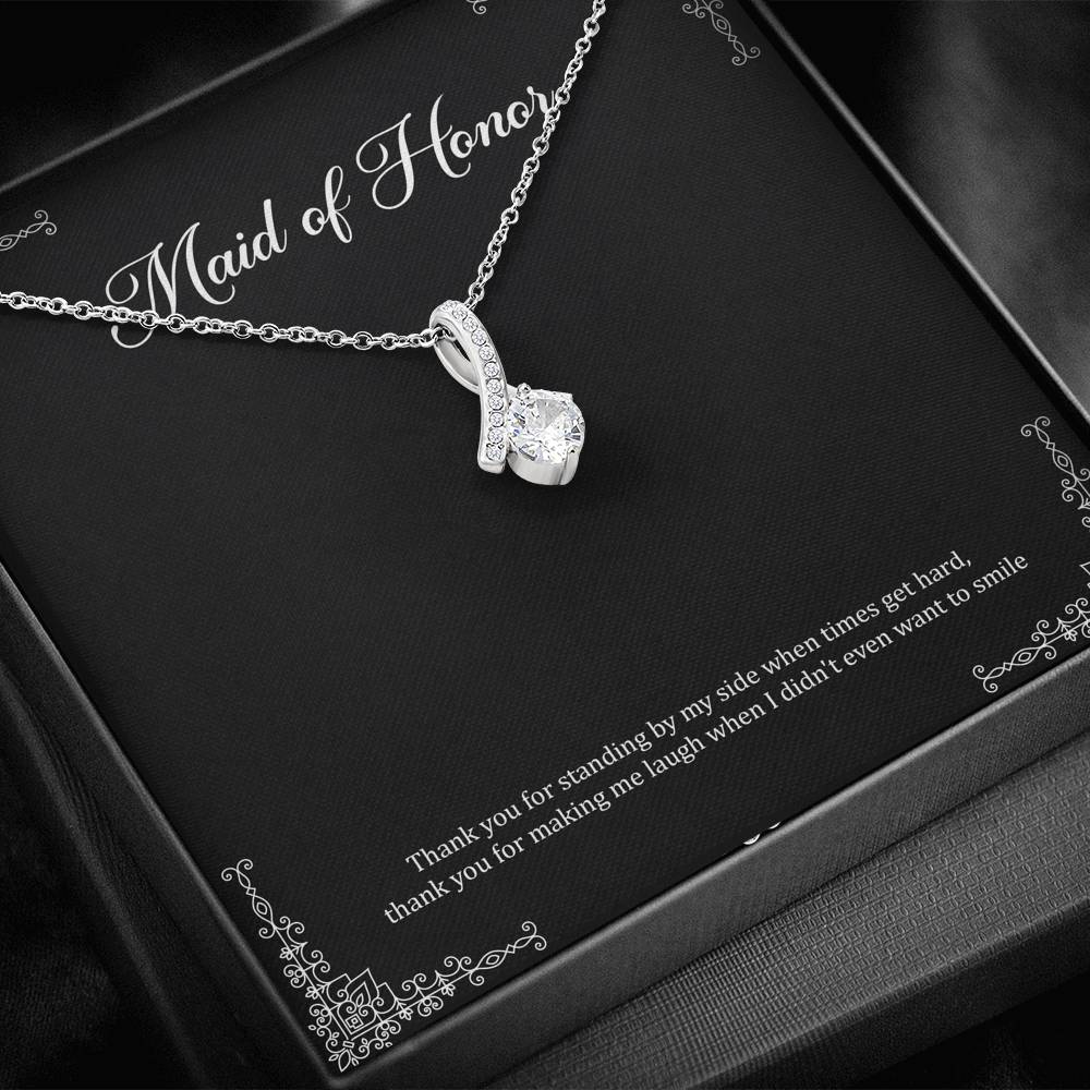 To My Maid of Honor Gifts, Thank You for Standing By My Side, Alluring Beauty Necklace For Women, Wedding Day Thank You Ideas From Bride