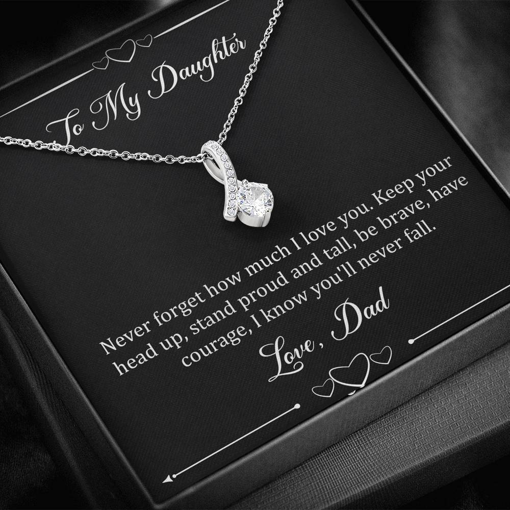 To My Daughter  Gifts, I Love You, Alluring Beauty Necklace For Women, Birthday Present Idea From Dad