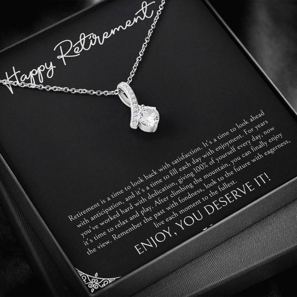 Retirement Gifts, Time To Relax, Happy Retirement Alluring Beauty Necklace For Women, Retirement Party Favor From Friends Coworkers