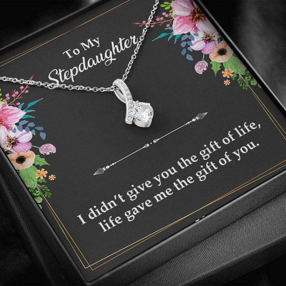 To My Stepdaughter Gifts, I Didn’t Give You The Gift Of Life, Interlocking Heart Necklace For Women, Birthday Present Idea From Stepmom