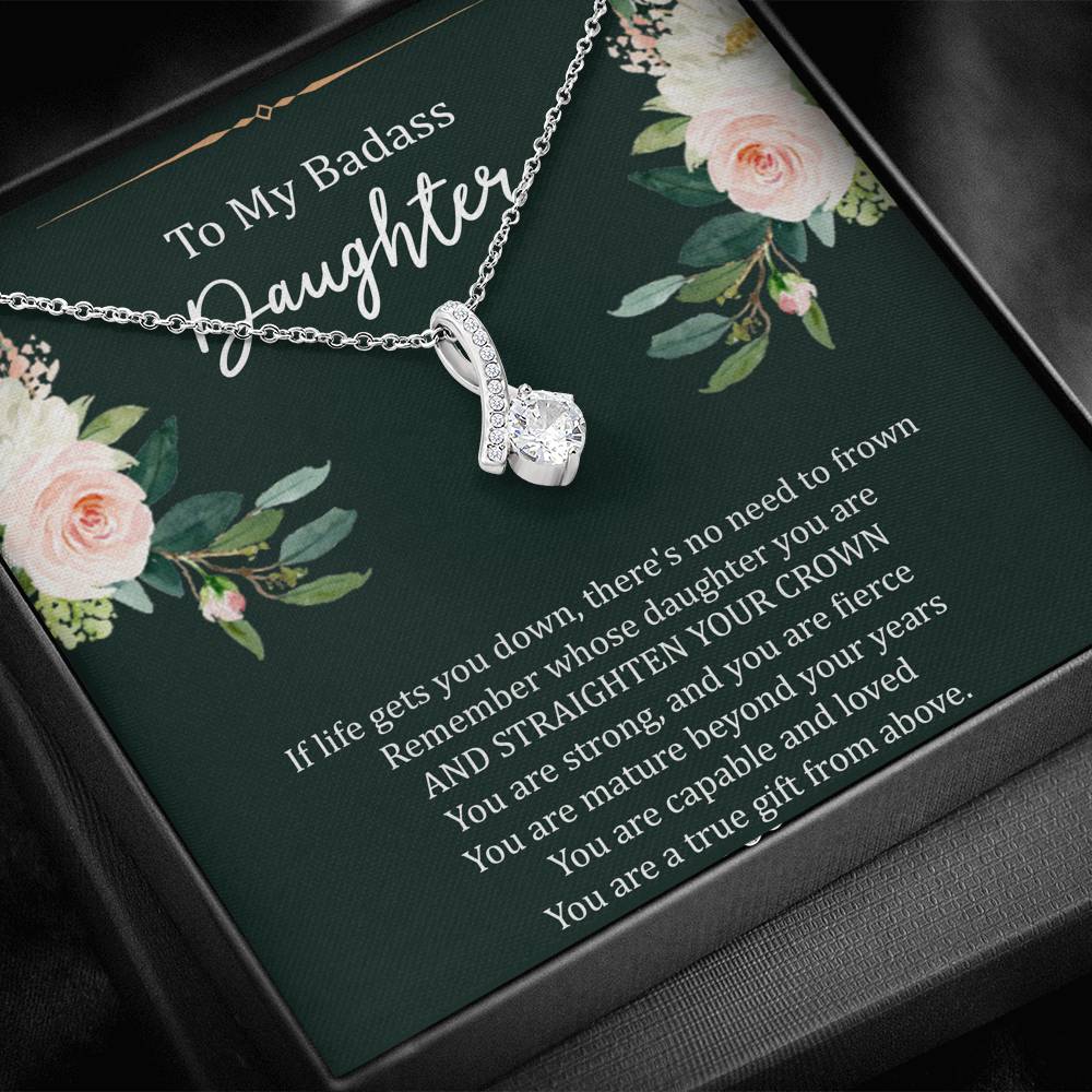 To My Badass Daughter Gifts, If Life Gets You Down, Alluring Beauty Necklace For Women, Birthday Present Idea From Mom