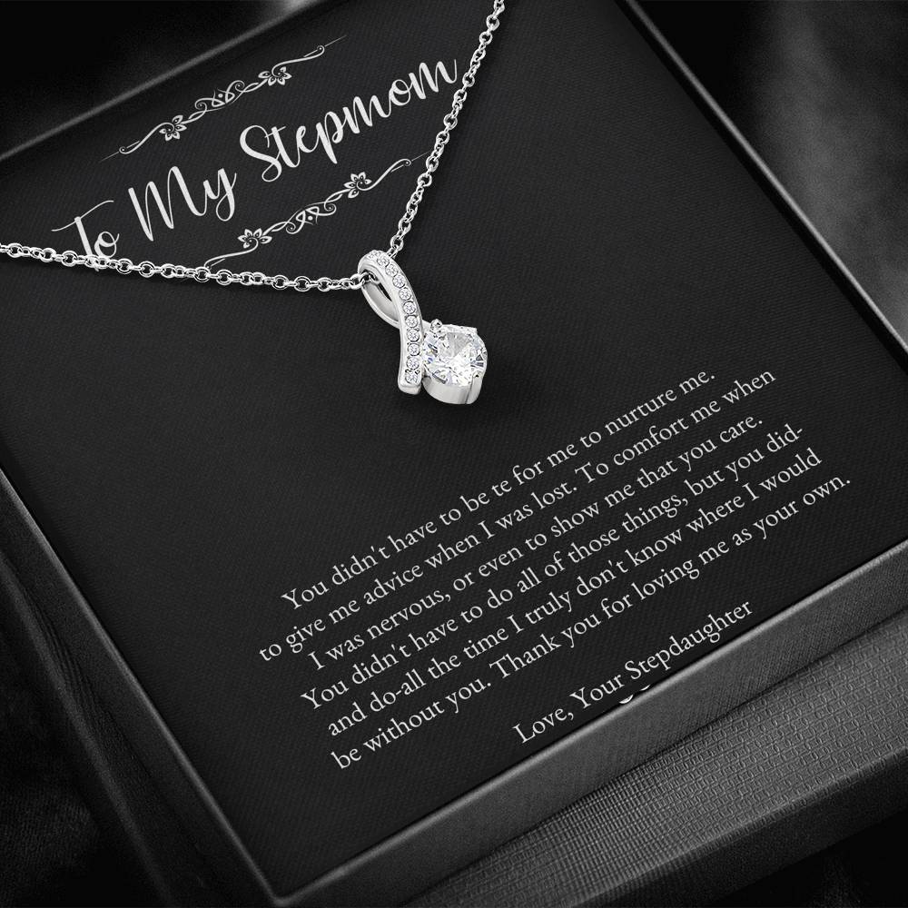 To My Stepmom Gifts, Thank You For Loving Me, Alluring Beauty Necklace For Women, Birthday Mothers Day Present From Stepdaughter